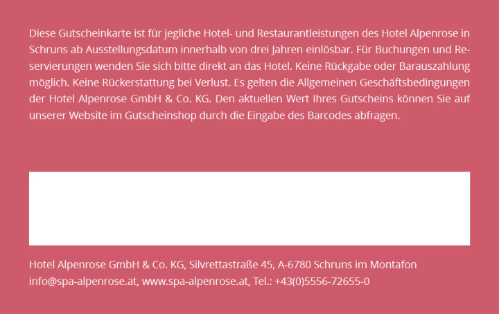 Geschenkkarte Rückseite